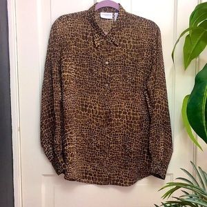 Liz Claiborne Liz Sport Animal Print Blouse L